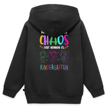 Chaos Kindergarten Erzieher Kita Kinder Geschenk - Kinder Premium Organic Zip Hoodie - Schwarz - Hinten - AI Model Kid Male (0cm)