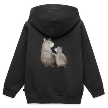 Mama Bär Baby Bär Papa Bär Shirt Geschenk - Kinder Premium Organic Zip Hoodie - Schwarz - Hinten - AI Model Kid Male (0cm)