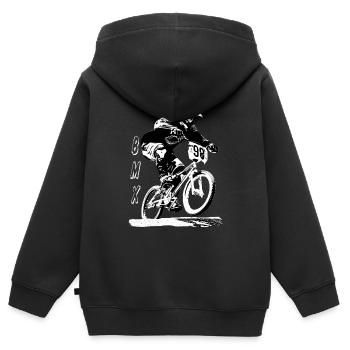 bmx race - Sweat Premium à capuche zippé enfant bio - noir - Dos - AI Model Kid Male (0cm)