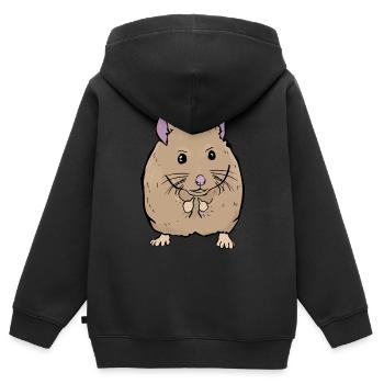 Souris douce montre le majeur cadeau drôle - Sweat Premium à capuche zippé enfant bio - noir - Dos - AI Model Kid Male (0cm)