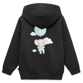 éléphant mignon sur une balançoire - Sweat Premium à capuche zippé enfant bio - noir - Dos - AI Model Kid Male (0cm)