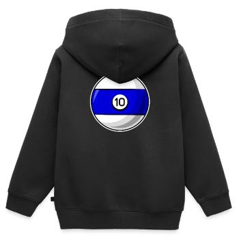 Billardkugel 10 blau Billard zehn - Kinder Premium Organic Zip Hoodie - Schwarz - Hinten - AI Model Kid Male (0cm)