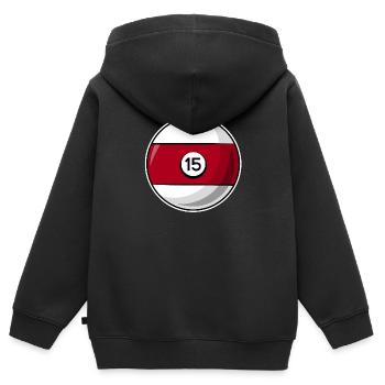 Billardkugel 15 dunkelrot Billard fünfzehn - Kinder Premium Organic Zip Hoodie - Schwarz - Hinten - AI Model Kid Male (0cm)