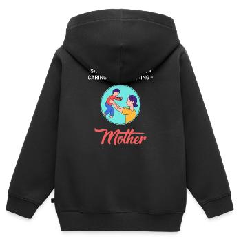 Design fort de la fête des mères - Sweat Premium à capuche zippé enfant bio - noir - Dos - AI Model Kid Male (0cm)
