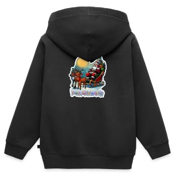 Traîneau à rennes avec le Père Noël - Sweat Premium à capuche zippé enfant bio - noir - Dos - AI Model Kid Male (0cm)
