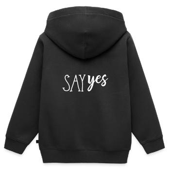 Say Yes - Kinder Premium Organic Zip Hoodie - Schwarz - Hinten - AI Model Kid Male (0cm)