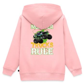 Monster Trucks regieren - Kinder Premium Organic Zip Hoodie - Rosa - Hinten - AI Model Kid Female (0cm)