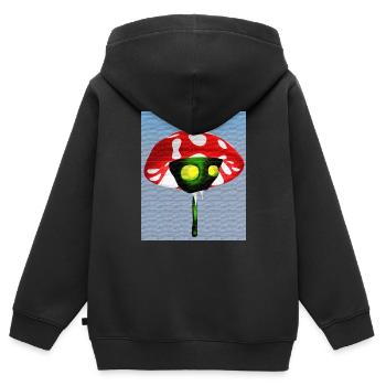 Fliegenpilz Vampir - Kinder Premium Organic Zip Hoodie - Schwarz - Hinten - AI Model Kid Male (0cm)