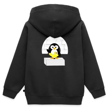 Petit Pingouin de l'Antarctique sur la banquise - Sweat Premium à capuche zippé enfant bio - noir - Dos - AI Model Kid Male (0cm)