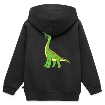 Brachiosaurus - Dinosaure doux pour les enfants - Sweat Premium à capuche zippé enfant bio - noir - Dos - AI Model Kid Male (0cm)