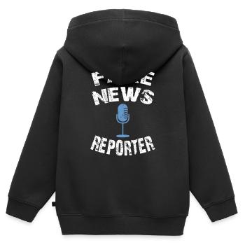 fake news reporter, fake news shirt - Kinder Premium Organic Zip Hoodie - Schwarz - Hinten - AI Model Kid Male (0cm)
