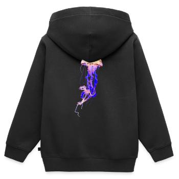 Farbige Qualle Freisteller Lila Gelb - Kinder Premium Organic Zip Hoodie - Schwarz - Hinten - AI Model Kid Male (0cm)