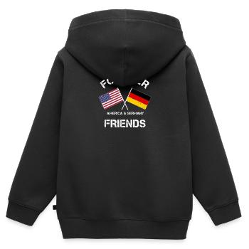USA Allemagne Amis Amis Amis Amérique - Sweat Premium à capuche zippé enfant bio - noir - Dos - AI Model Kid Male (0cm)