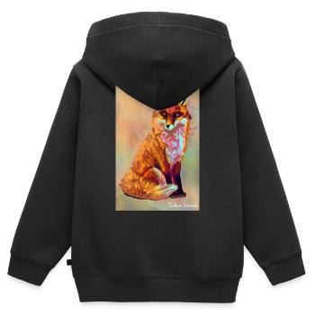 Renard illustration - Sweat Premium à capuche zippé enfant bio - noir - Dos - AI Model Kid Male (0cm)