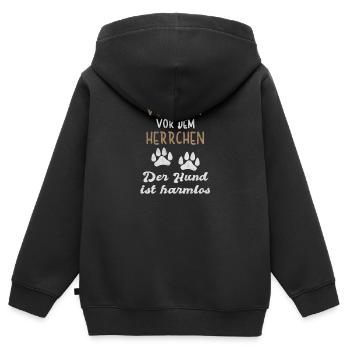 Vorsicht Vor Dem Herrchen Der Hund Ist Harmlos Dog - Kinder Premium Organic Zip Hoodie - Schwarz - Hinten - AI Model Kid Male (0cm)