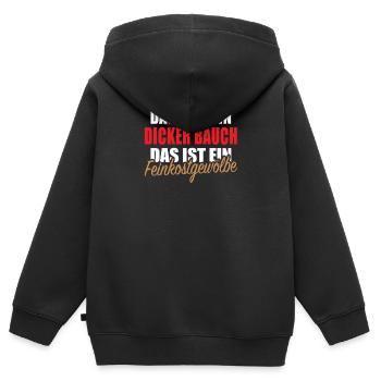 Dicker Bauch Feinkostgewölbe Kochspruch Kochen - Kinder Premium Organic Zip Hoodie - Schwarz - Hinten - AI Model Kid Male (0cm)