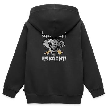 Mein Herz Schlägt Nicht Es Kocht Koch Chefkoch - Kinder Premium Organic Zip Hoodie - Schwarz - Hinten - AI Model Kid Male (0cm)