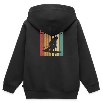 Ski Ski Skieur Ski Piste de ski alpin - Sweat Premium à capuche zippé enfant bio - noir - Dos - AI Model Kid Male (0cm)