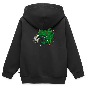 Katze und des Weihnachtsbaum - Kinder Premium Organic Zip Hoodie - Schwarz - Hinten - AI Model Kid Male (0cm)