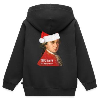 Weihnachten mit Wolfgang Amadeus Mozart - Kinder Premium Organic Zip Hoodie - Schwarz - Hinten - AI Model Kid Male (0cm)
