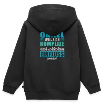 Onkel Weil Komplize Schlechtem Einfluss Anhört - Kinder Premium Organic Zip Hoodie - Schwarz - Hinten - AI Model Kid Male (0cm)