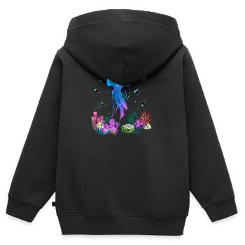 Vacances mer été animaux marins - Sweat Premium à capuche zippé enfant bio - noir - Dos - AI Model Kid Male (0cm)