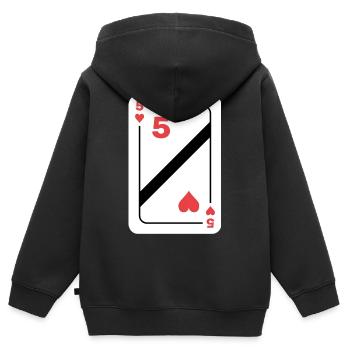 Herz Fünf Spielkarte Pokerkarte - Kinder Premium Organic Zip Hoodie - Schwarz - Hinten - AI Model Kid Male (0cm)