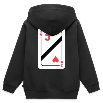Herz Bube Spielkarte Pokerkarte - Kinder Premium Organic Zip Hoodie - Schwarz - Hinten - AI Model Kid Male (0cm)
