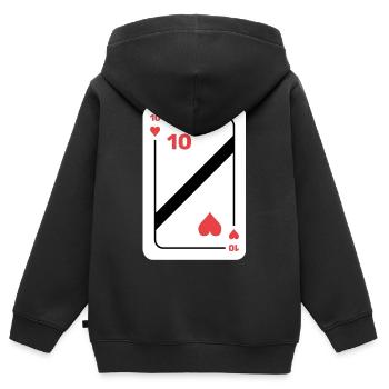 Herz Zehn Spielkarte Pokerkarte - Kinder Premium Organic Zip Hoodie - Schwarz - Hinten - AI Model Kid Male (0cm)