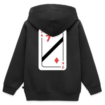 Karo Sieben Spielkarte Pokerkarte - Kinder Premium Organic Zip Hoodie - Schwarz - Hinten - AI Model Kid Male (0cm)