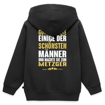 Metzger - Metzger - Kinder Premium Organic Zip Hoodie - Schwarz - Hinten - AI Model Kid Male (0cm)