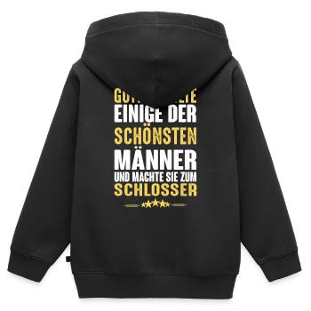 Schlosser - Schlosser - Kinder Premium Organic Zip Hoodie - Schwarz - Hinten - AI Model Kid Male (0cm)