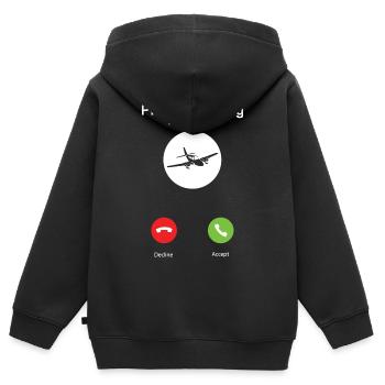 Mon avion appelle - Sweat Premium à capuche zippé enfant bio - noir - Dos - AI Model Kid Male (0cm)