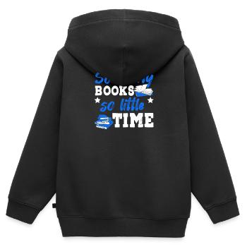 Many Livres Petit Temps Livres Bibliotek Chapitre - Sweat Premium à capuche zippé enfant bio - noir - Dos - AI Model Kid Male (0cm)