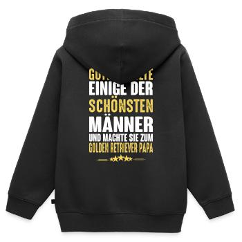 Golden Retriever Papa - Golden Retriever - Kinder Premium Organic Zip Hoodie - Schwarz - Hinten - AI Model Kid Male (0cm)