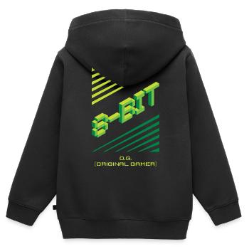 8 bit gamer o.g. original gamer gamer player pc - Kids Premium Organic Zip-up Hoodie - black - Back - AI Model Kid Male (0cm)