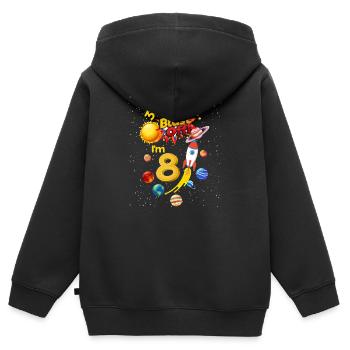 Achter Geburtstag Blast Off 8 Astronaut Rakete - Kinder Premium Organic Zip Hoodie - Schwarz - Hinten - AI Model Kid Male (0cm)