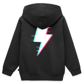 Blitzstil Retro Digitale Beleuchtung - Kinder Premium Organic Zip Hoodie - Schwarz - Hinten - AI Model Kid Male (0cm)