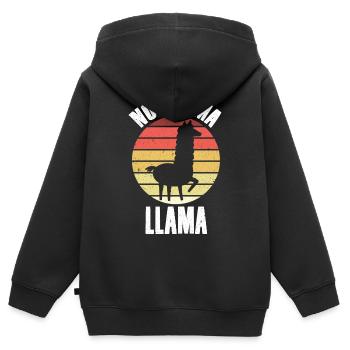 Lama Llama Alpagas - Sweat Premium à capuche zippé enfant bio - noir - Dos - AI Model Kid Male (0cm)