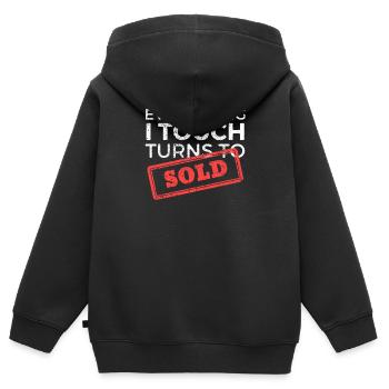 Everything I Touch Turns To Sold Immobilien - Kinder Premium Organic Zip Hoodie - Schwarz - Hinten - AI Model Kid Male (0cm)