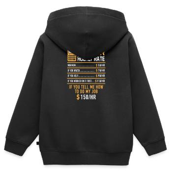 Roofer Hourly Rate Construction de toiture gros œuvre - Sweat Premium à capuche zippé enfant bio - noir - Dos - AI Model Kid Male (0cm)
