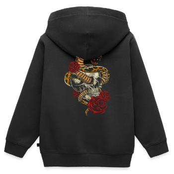 Skull Hardrock Biker - Sweat Premium à capuche zippé enfant bio - noir - Dos - AI Model Kid Male (0cm)