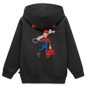 Bricole-man - Sweat Premium à capuche zippé enfant bio - noir - Dos - AI Model Kid Male (0cm)