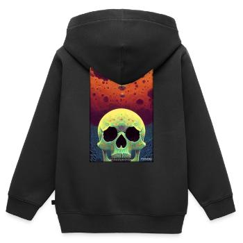 Crâne de Psy Goa - Sweat Premium à capuche zippé enfant bio - noir - Dos - AI Model Kid Male (0cm)