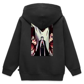 Manga Vampire Dracula Monstre Halloween - Sweat Premium à capuche zippé enfant bio - noir - Dos - AI Model Kid Male (0cm)