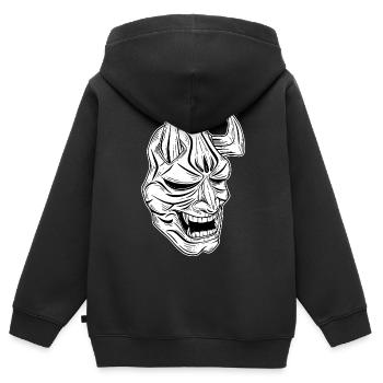 Skull Skull Horror Squelette Halloween Geisha - Sweat Premium à capuche zippé enfant bio - noir - Dos - AI Model Kid Male (0cm)
