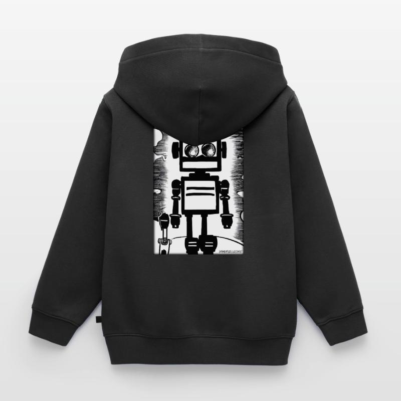 Robot Comic Future Cyborg Machine Technology Sweat Premium à capuche zippé enfant bio