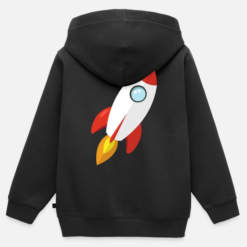 Fusée - Sweat Premium à capuche zippé enfant bio - noir