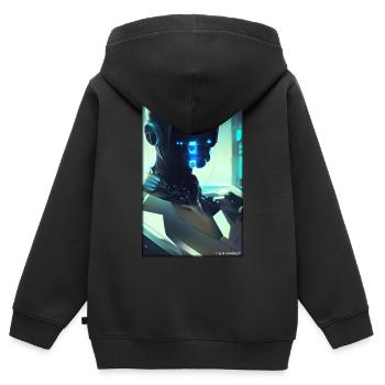 Robot Future Science Sci-Fi Machine - Kids Premium Organic Zip-up Hoodie - black - Back - AI Model Kid Male (0cm)