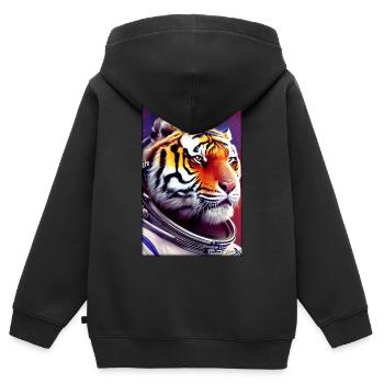 Tiger Big Cat Astronaut Future Sci-Fi Technology - Sweat Premium à capuche zippé enfant bio - noir - Dos - AI Model Kid Male (0cm)